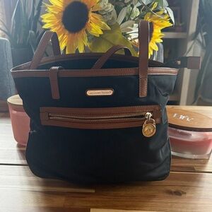 Michael Kors Black Tote with Brown Accents